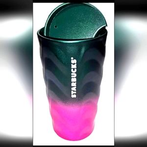 NWT, Starbucks 2022 "RARE" Sangria Pink/green textured wave 12oz  Tumbler